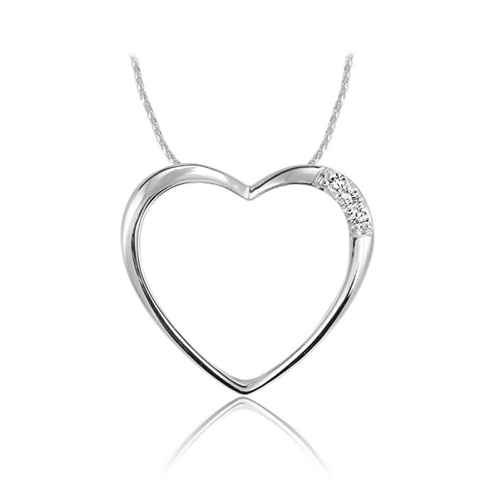 10K Gold Diamond Heart Shape pendant (0.04TDW, H-I Color, I1 Clarity) 18