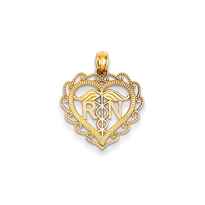 14k Yellow Gold RN Heart Pendant