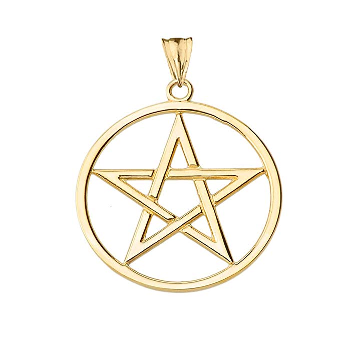 Elegant 14k Yellow Gold Pentagram Charm Pendant