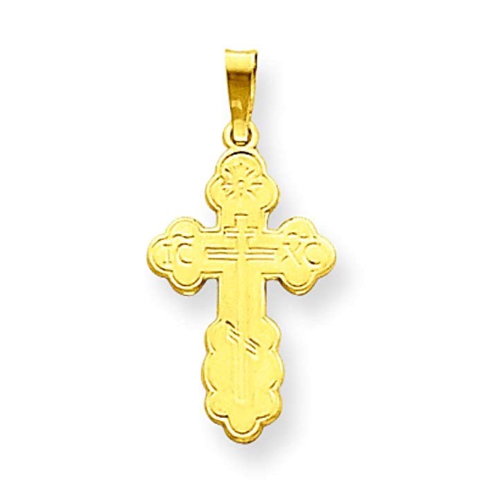 14K Yellow Gold Orthodox Cross Charm Pendant Jewelry