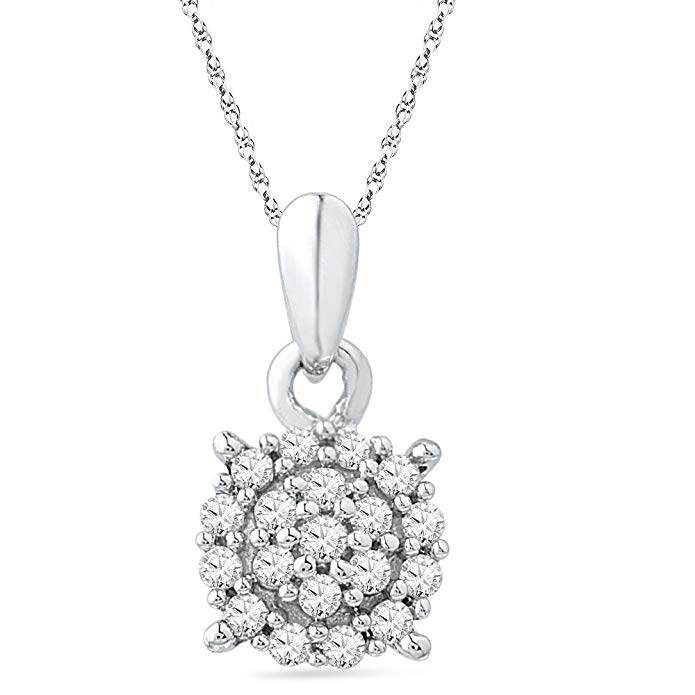 10KT White Gold Round Diamond Fashion Pendant (1/4 cttw)