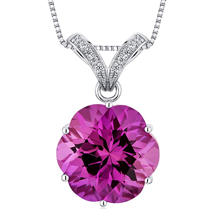 16.00 Carats Created Pink Sapphire Slider Pendant Sterling Silver Octagon Cut