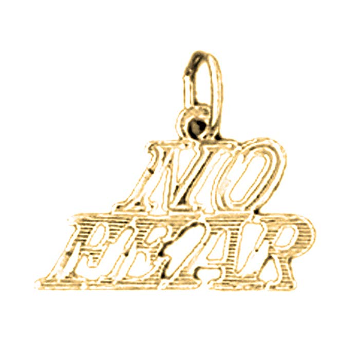 14K Gold No Fear Saying Pendant