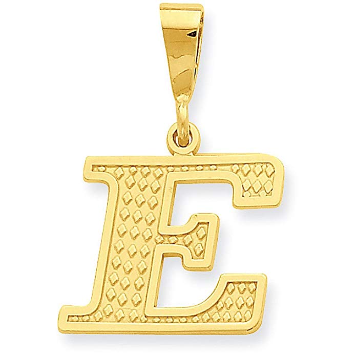 14k Yellow Gold Textured Initial Pendant