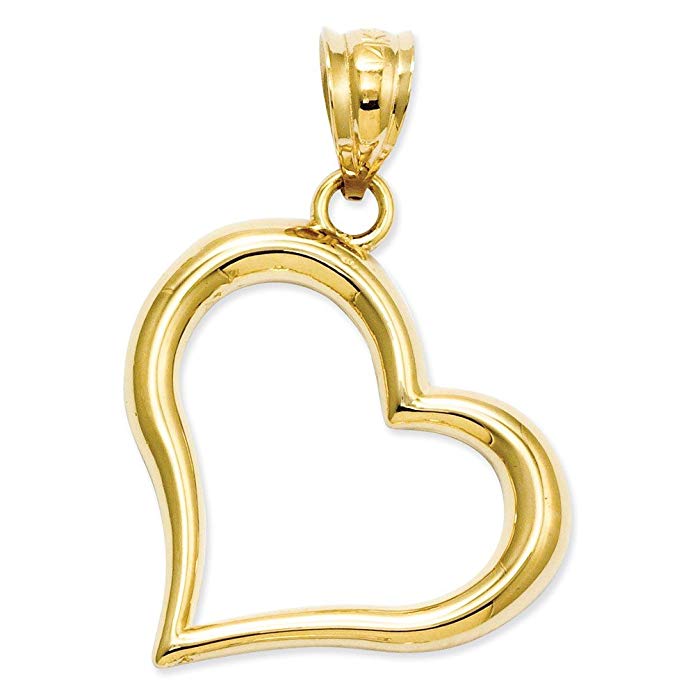 14k Polished Open Heart Pendant, 14 kt Yellow Gold