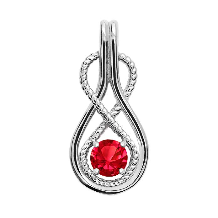 Infinity Rope July Birthstone Ruby 10k White Gold Pendant