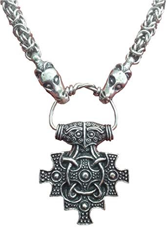 Hiddensee Viking Replica Pagan Mjolnir Thor's Hammer pendant on Dragon Chain