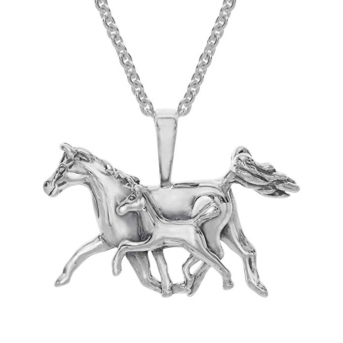 Kabana Mother's Jewel Horse Pendant Necklace in Sterling Silver