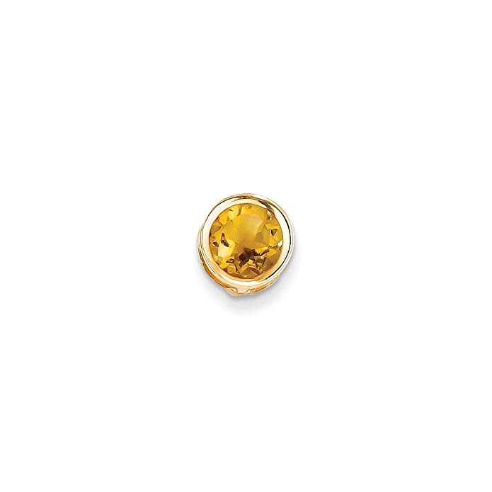 14k Yellow Gold Polished Open back 7mm Citrine Bezel Pendant