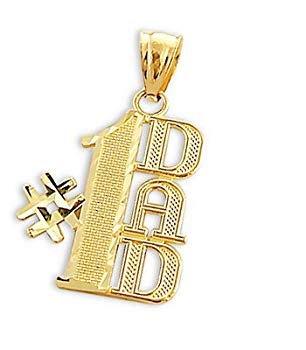 # 1 DAD Charm 14k Yellow Gold Father's Day Pendant 1 