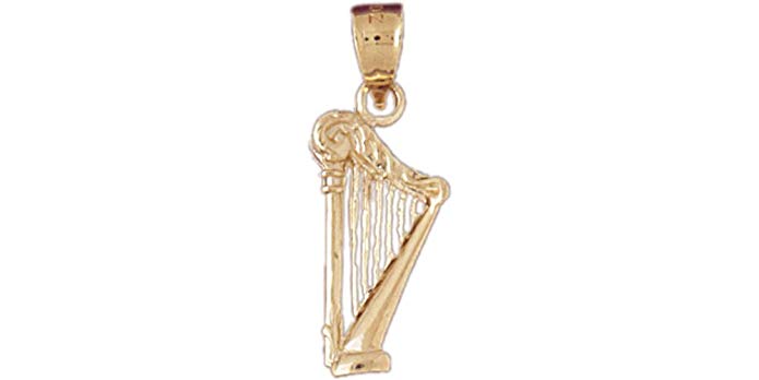 14k Yellow Gold Harp Pendant (10.5mm x 18.5mm)