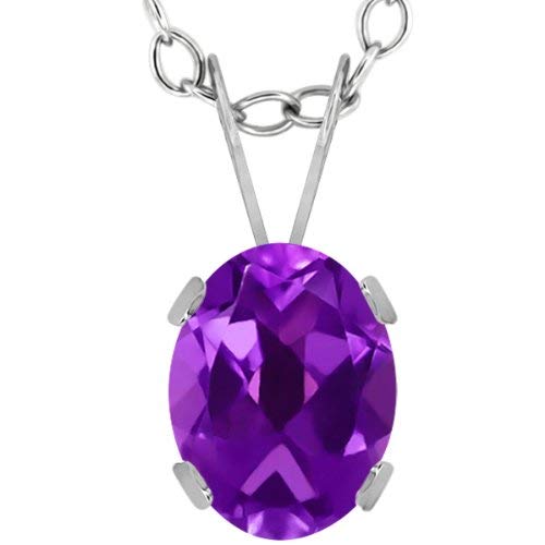 1.10 Ct Oval Purple Amethyst 14K White Gold Pendant