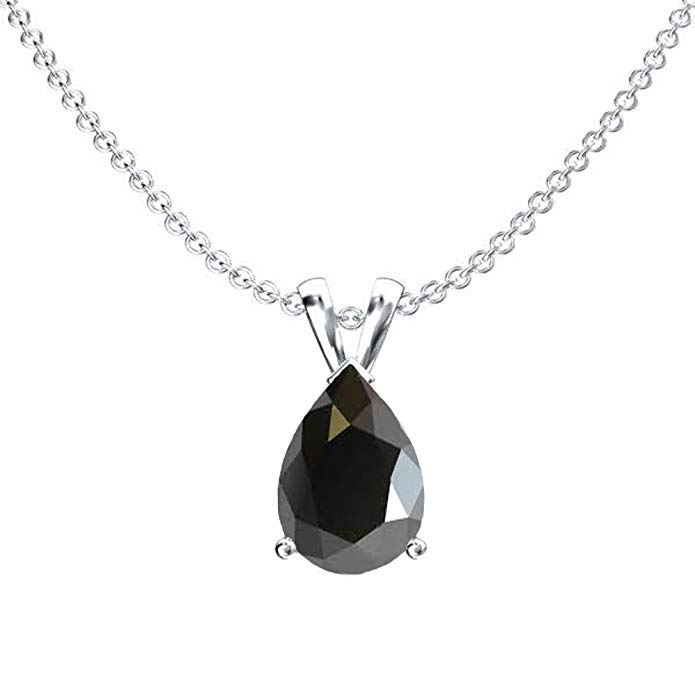 Dazzlingrock Collection 10K White Gold 8x6 mm Pear Cut Ladies Solitaire Pendant (Silver Chain Included)