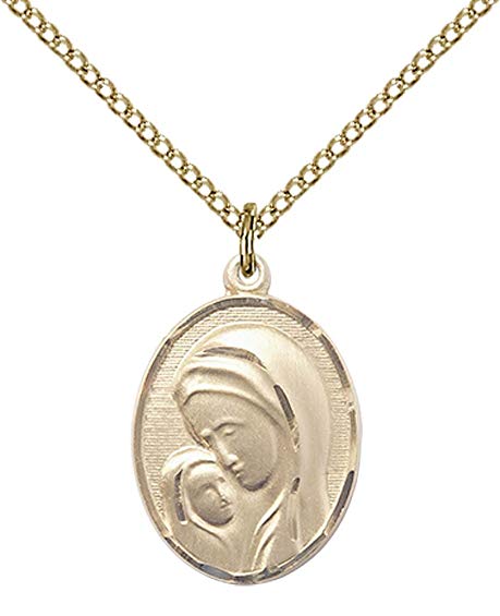 14kt Gold Filled Madonna & Child Pendant with 18