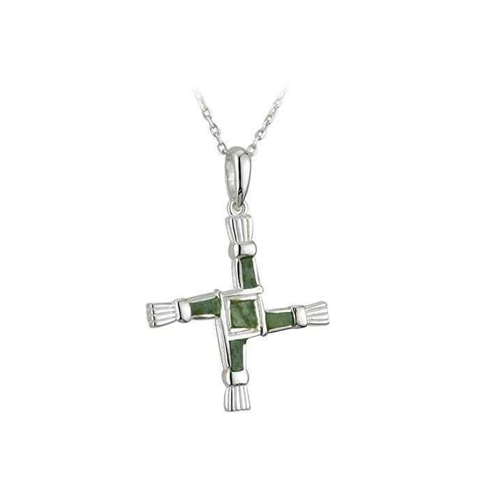 Connemara Marble St Brigids Cross Sterling Silver Irish Made