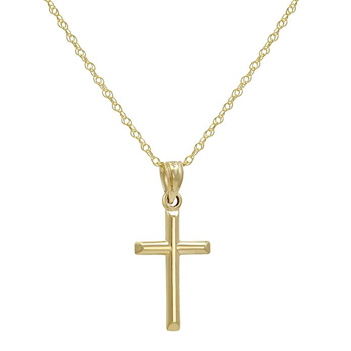 14k Yellow Gold Cross Pendant Necklace on an 18 in. chain