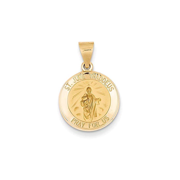 Core Gold 14k Polished and Satin St. Jude Thaddeus Medal Pendant