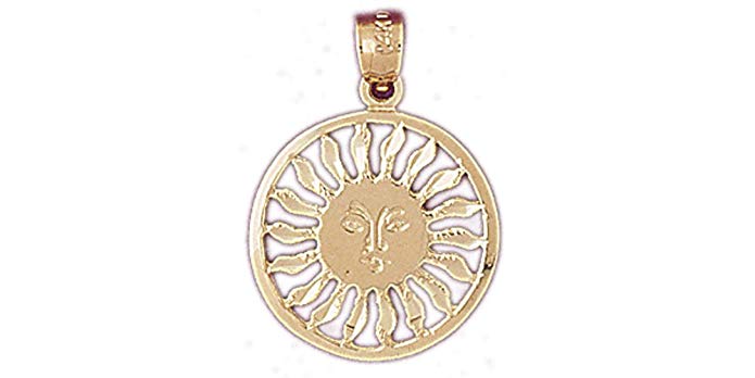 14k Yellow Gold Sun Pendant