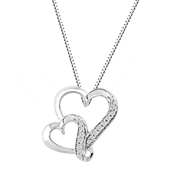 Diamond Necklace in Sterling Silver 1/10 cttw