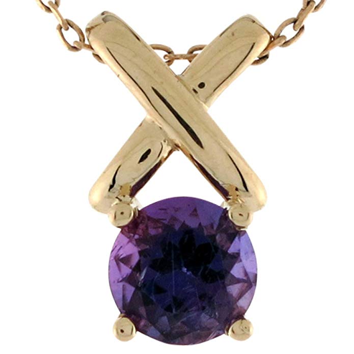 14k Yellow Gold Round Amethyst Xo Cute Ladies 1.4cm Slide Charm Pendant