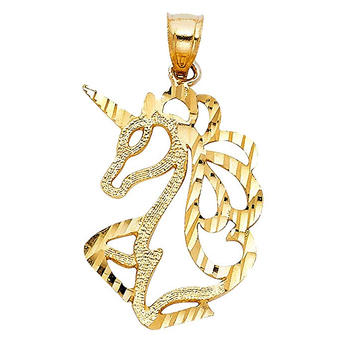 14k Yellow Gold Unicorn Pendant