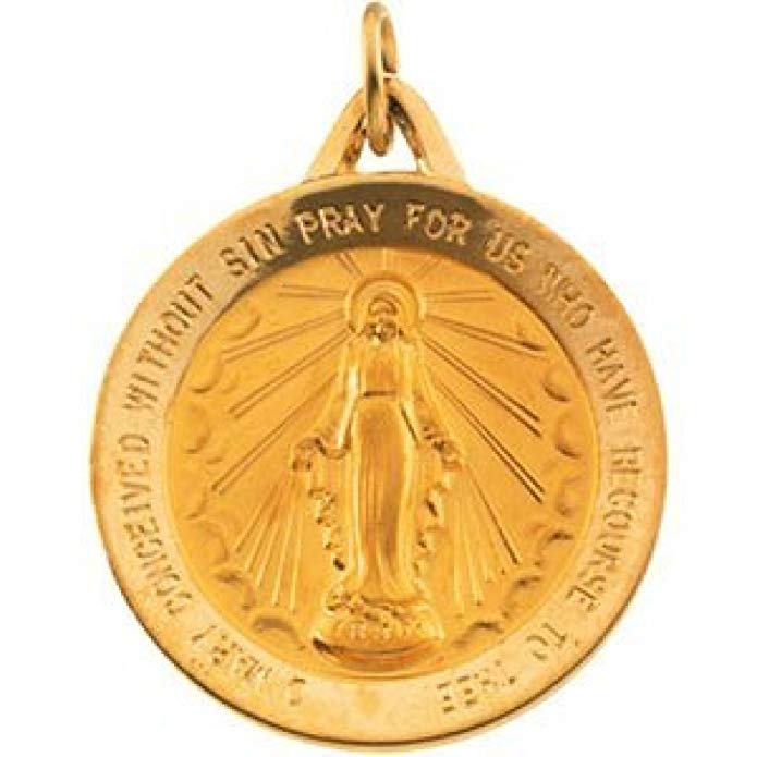 Miraculous Medal - Available in 14K Yellow Gold, 14K White Gold, and Sterling Silver