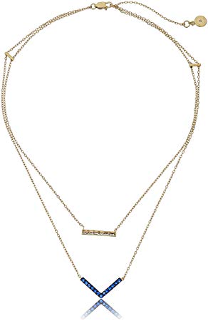 Michael Kors Blue Parisian Jewels Gold-Tone Double Pendant Necklace