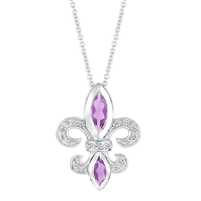 Amethyst and Diamond Fleur-de-lis Pendant