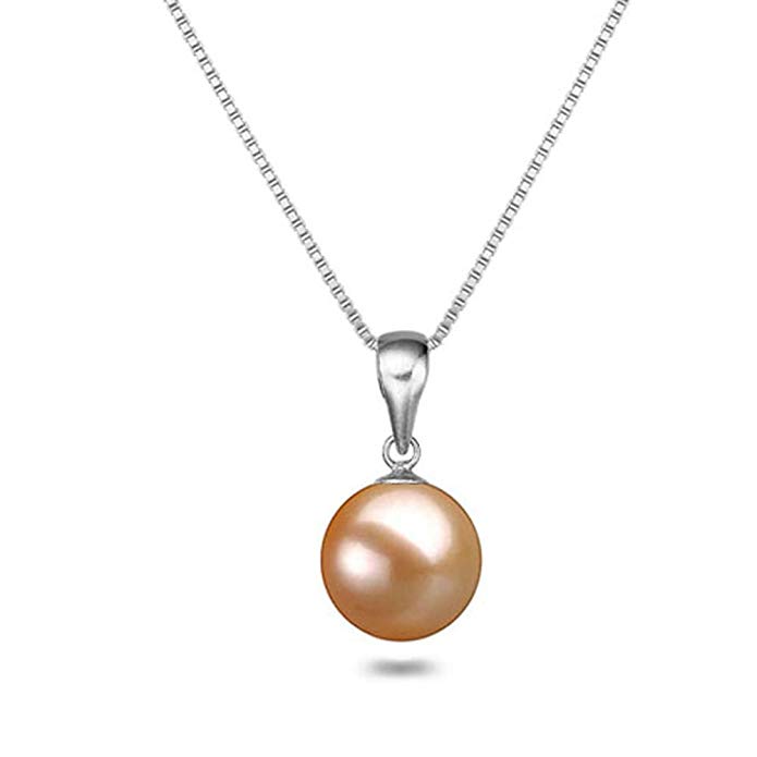 Japanese AAAA 6-11.5mm Pink Freshwater Cultured Pearl Pendant Necklace 16