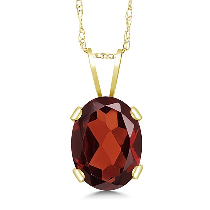 1.40 Ct Oval Red Garnet 14K Yellow Gold Pendant Necklace with 18 Inch 14K Gold Chain