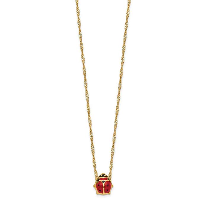 Jewelry Pilot 14K Yellow Gold Enameled Ladybug Necklace