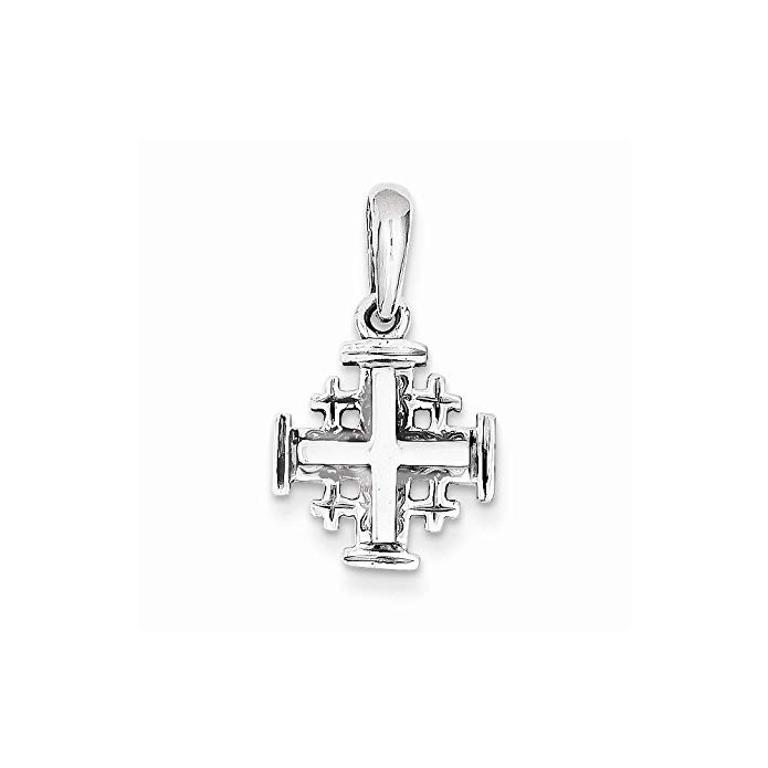 14k White Gold Jerusalem Cross Charm, Best Quality Free Gift Box