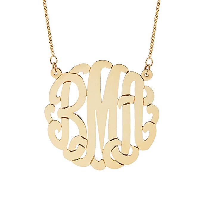 Gold Plated Custom Monogram Necklace - personalize with your initials (16