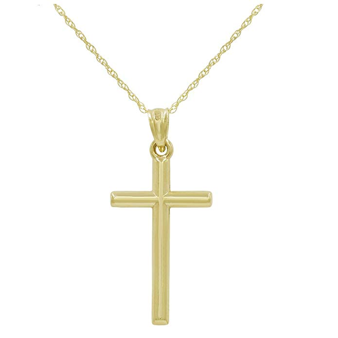 14k Yellow Gold Cross Pendant Necklace on an 18 in. chain