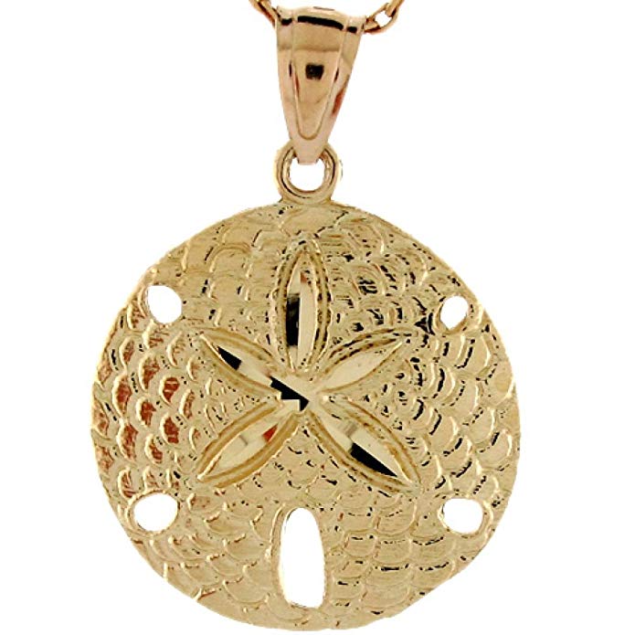 10k Yellow Gold Small Beautiful Beach Sand Dollar Charm Pendant