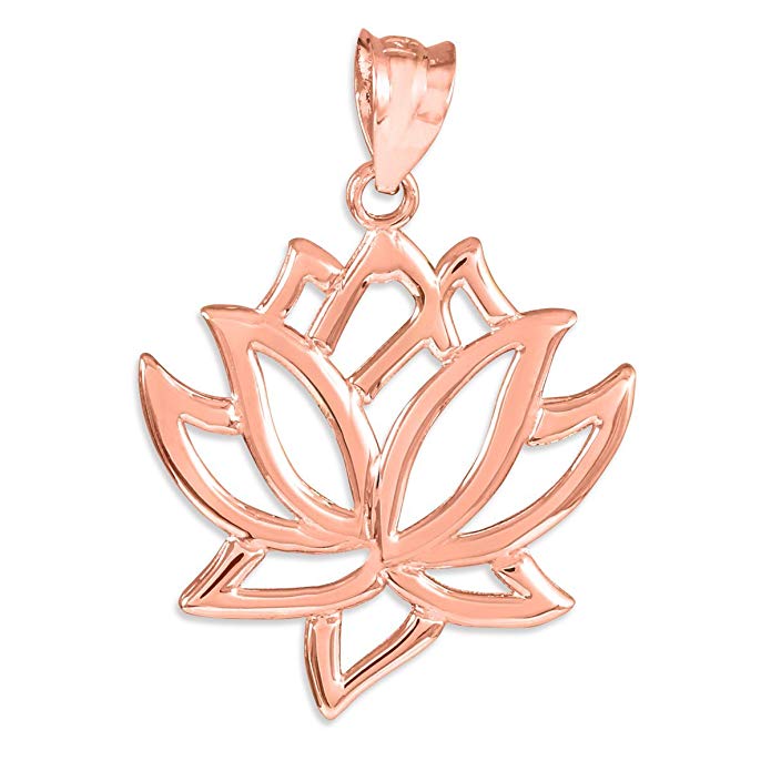 14k Rose Gold Lotus Flower Pendant