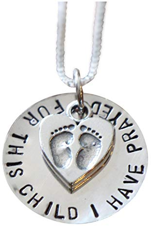 For This Child I Have Prayed Necklace- Baby Feet Charm- Adoption Gift - 1 Samuel 1:27 - Mothers Necklace