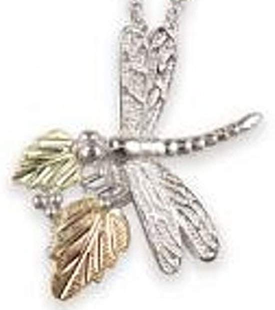 Black Hills Gold Silver Dragon Fly Necklace