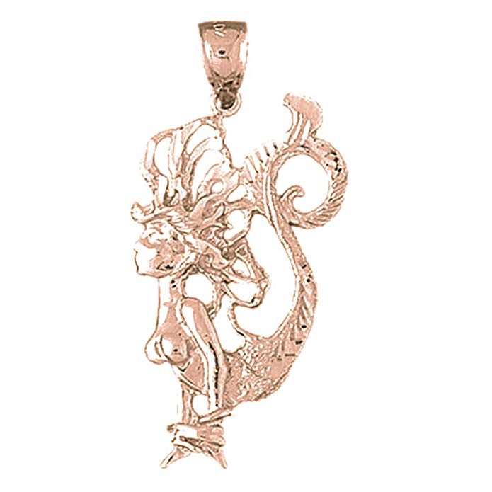 Rose Gold-plated Silver 40mm Mermaid Pendant