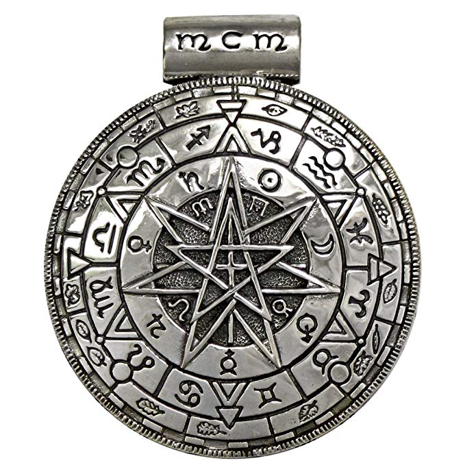 Sterling Silver Large Pentacle Pentagram Magic Circle Pendant