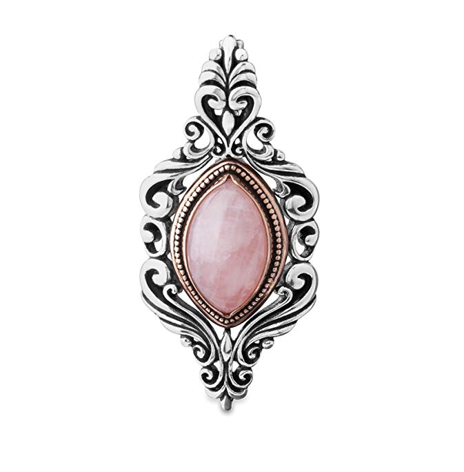 Carolyn Pollack Sterling Silver Mixed Metal Rose Quartz Pendant Enhancer