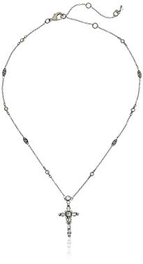 Sorrelli Crystal Baguette Silvertone Cross Pendant Necklace