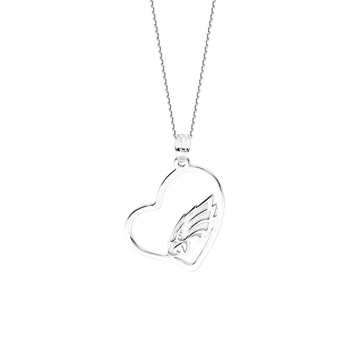 Philadelphia Eagles Necklace Licensed NFL Team Heart Pendant Sterling Silver