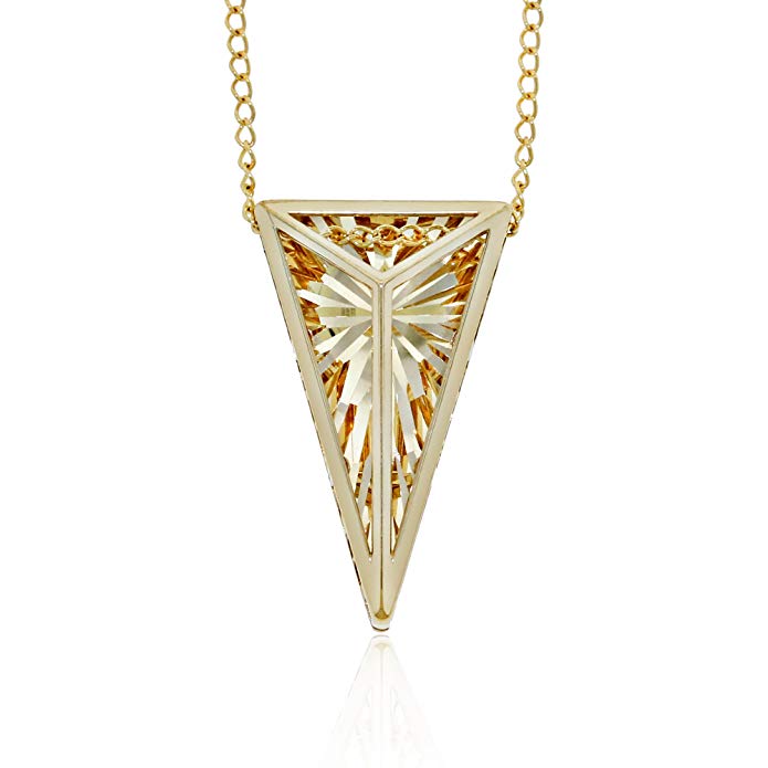 Charm America Gold Triangle Necklace - 14 Karat Solid Gold - Chain Included