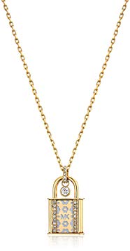 Michael Kors Womens Heritage In Full Bloom Pave Lock Pendant Necklace