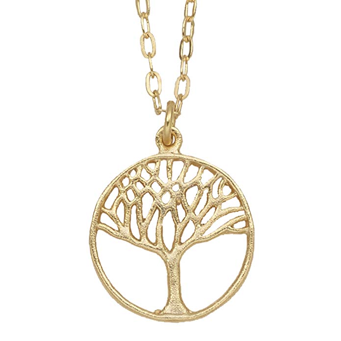 Tree of Life Circle Pendant Necklace (24k Gold-Plated, Small) by Mercedes Shaffer